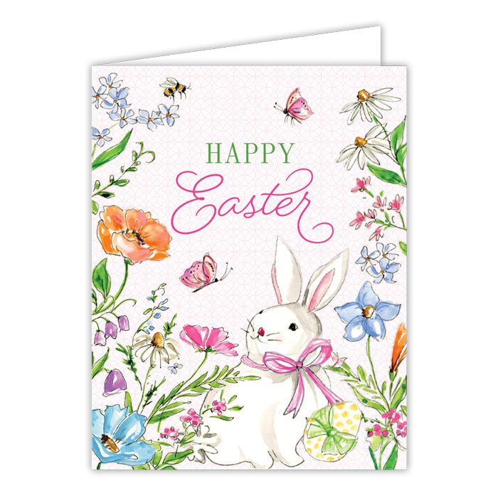 Pink Spring Bunnies Greeting Card