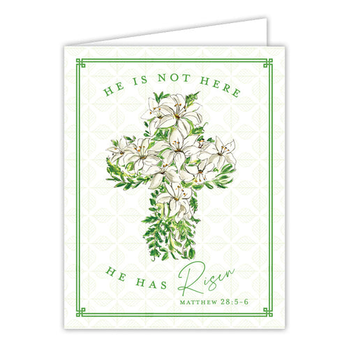 White Floral Cross Greeting Card