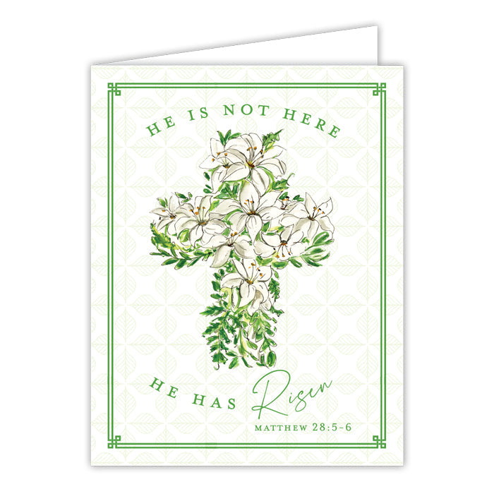 White Floral Cross Greeting Card