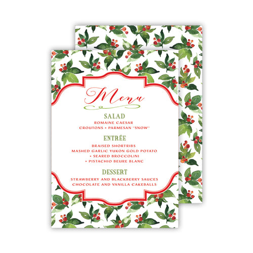 Menu Holly Berries Medium Flat Card