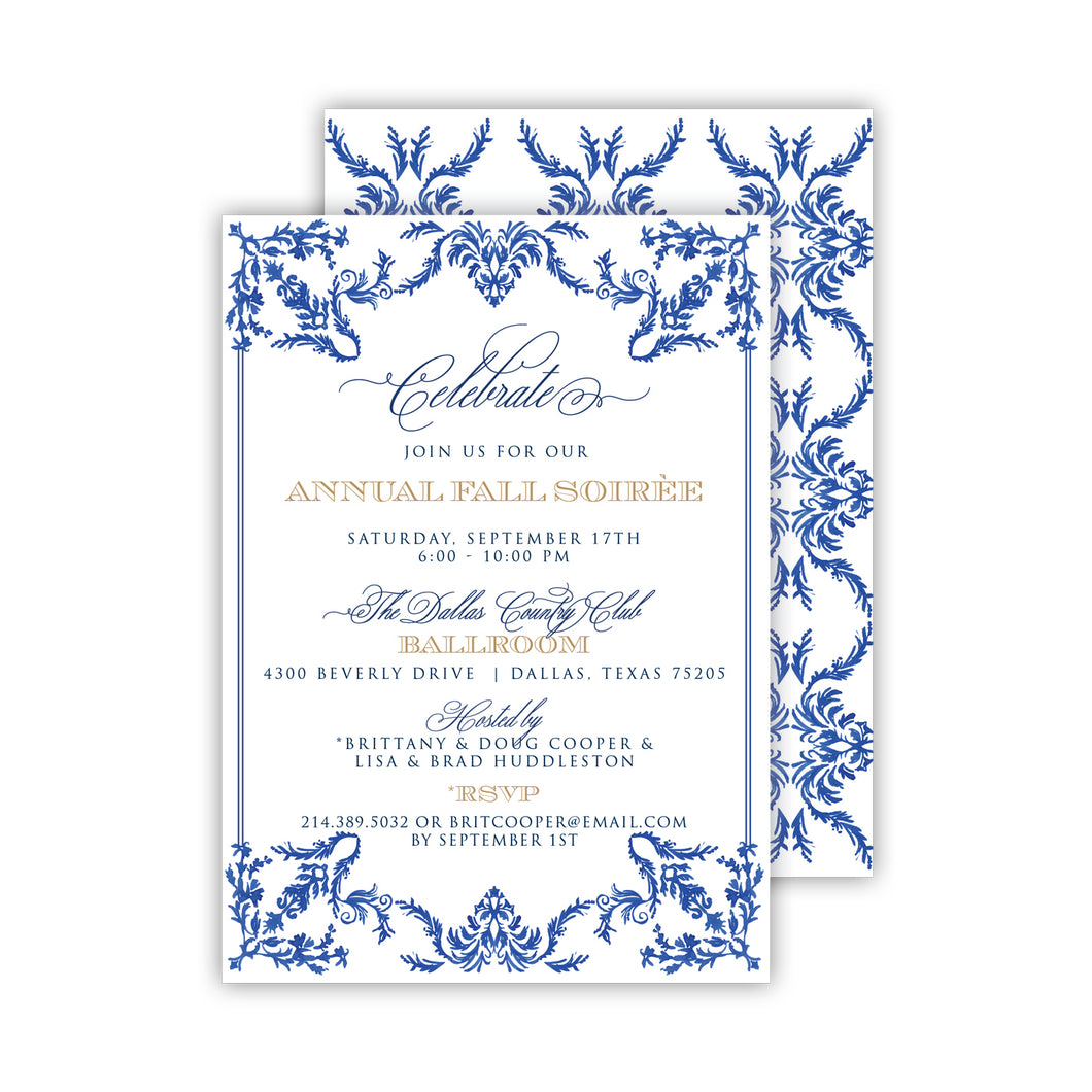 Blue Design Medium Flat Invitation