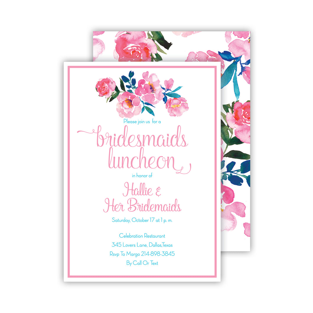 Pink Floral Medium Flat Invitation