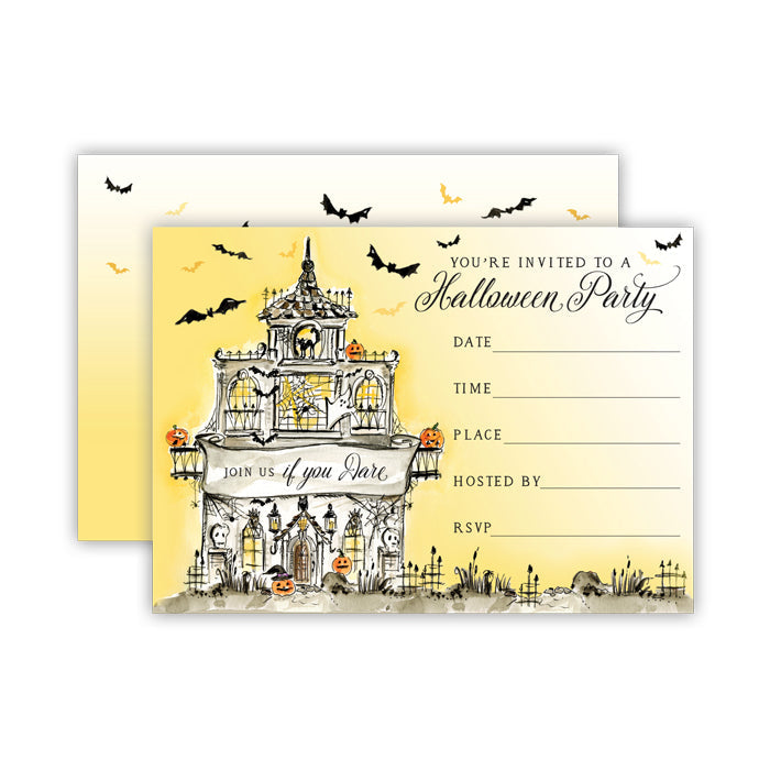Halloween Haunted House Pagoda Medium Fill-In Invitation