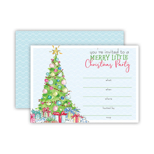 Festive Holiday Tree with Presents Fill-In Invitation