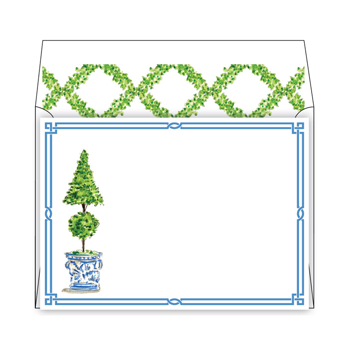 Double Topiary Flat Note Stationery