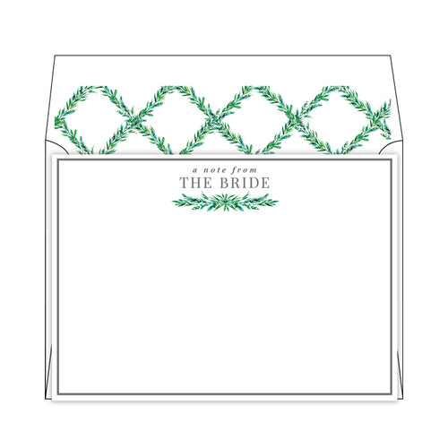 Wedding Greenery A Note From The Bride Flat Note Stationery
