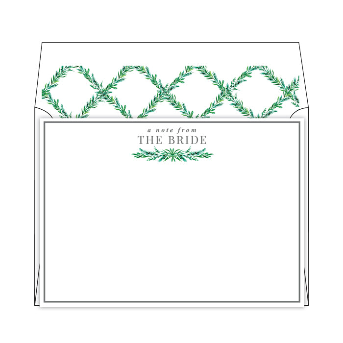 Wedding Greenery A Note From The Bride Flat Note Stationery