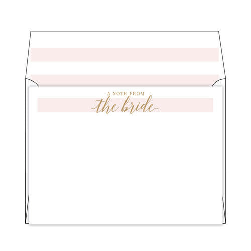 A Note From The Bride Blush Flat Note Stationery