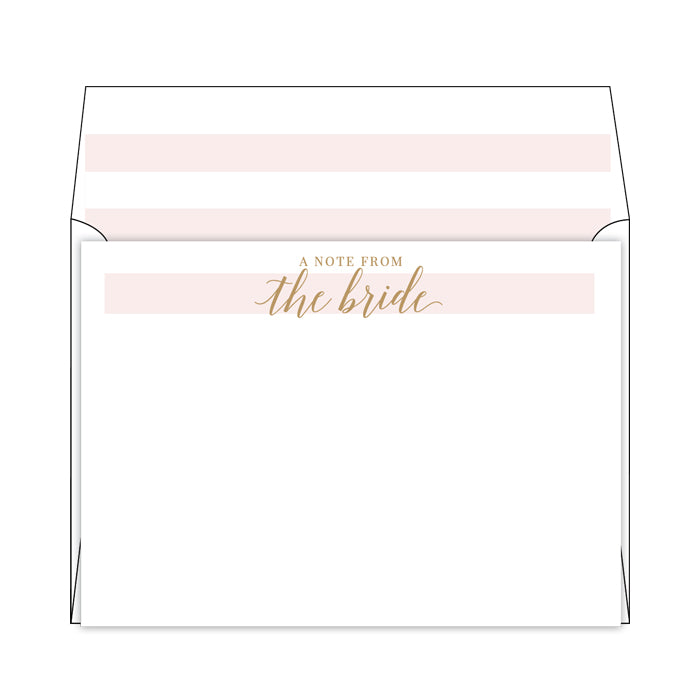 A Note From The Bride Blush Flat Note Stationery