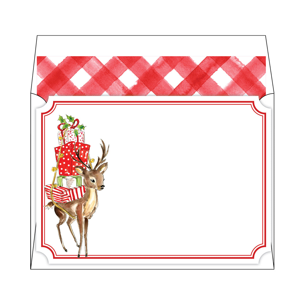 Baby Reinder Red Buffalo Check Flat Note Stationery