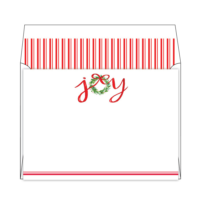 Joy Red Stripes Flat Note Stationery