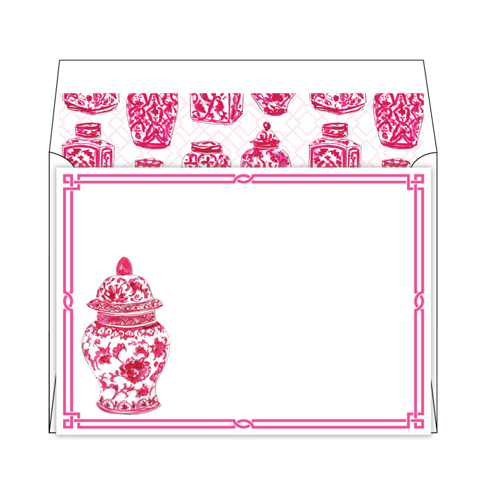 Pink Urn Flat Note Stationery