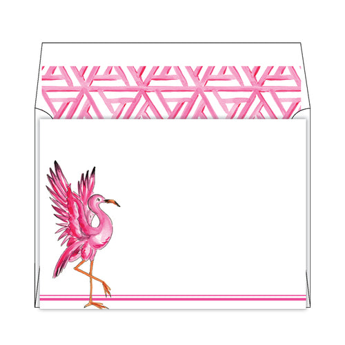 Handpainted Flamingo Flat Note Stationery