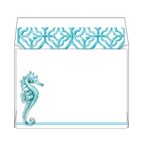 Handpainted Sea Horse Flat Note Stationery