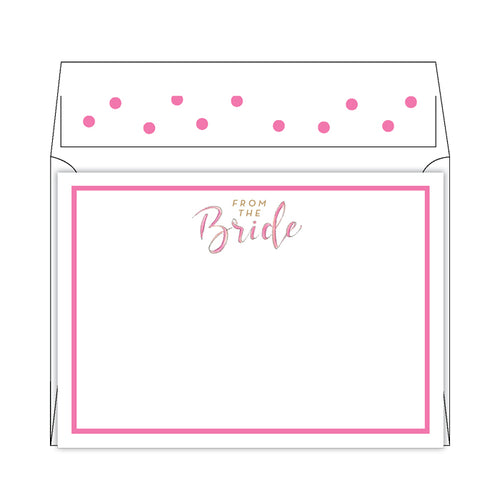 From The Bride Pink Flat Note Stationery