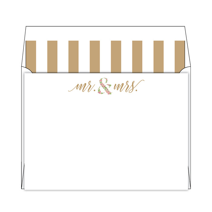 Mr & Mrs Floral Flat Note Stationery