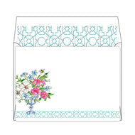Turquoise Wonderland Floral Arrangement Flat Note Stationery