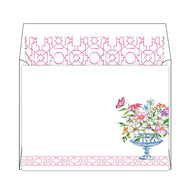 Pink Wonderland Floral Arrangement Flat Note Stationery