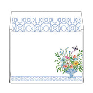 Blue Wonderland Floral Arrangement Flat Note Stationery