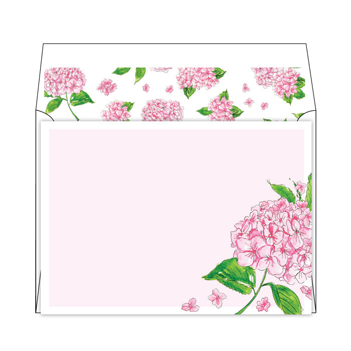 Pink Hydrangea Flat Note Stationery