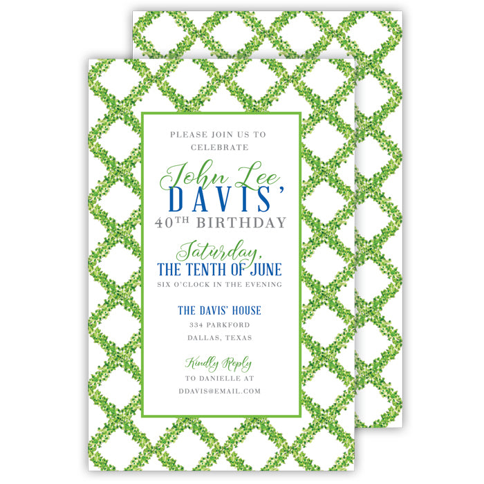 Boxwood Lattice Large Flat Invitation