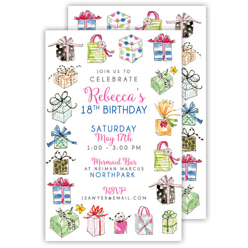 Pretty Presents Handpainted Large Flat Invitation