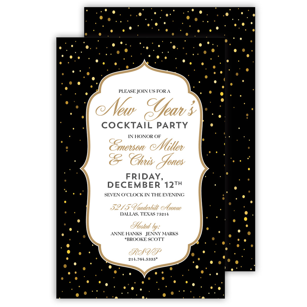 Gold Sparkles Large Flat Invitation