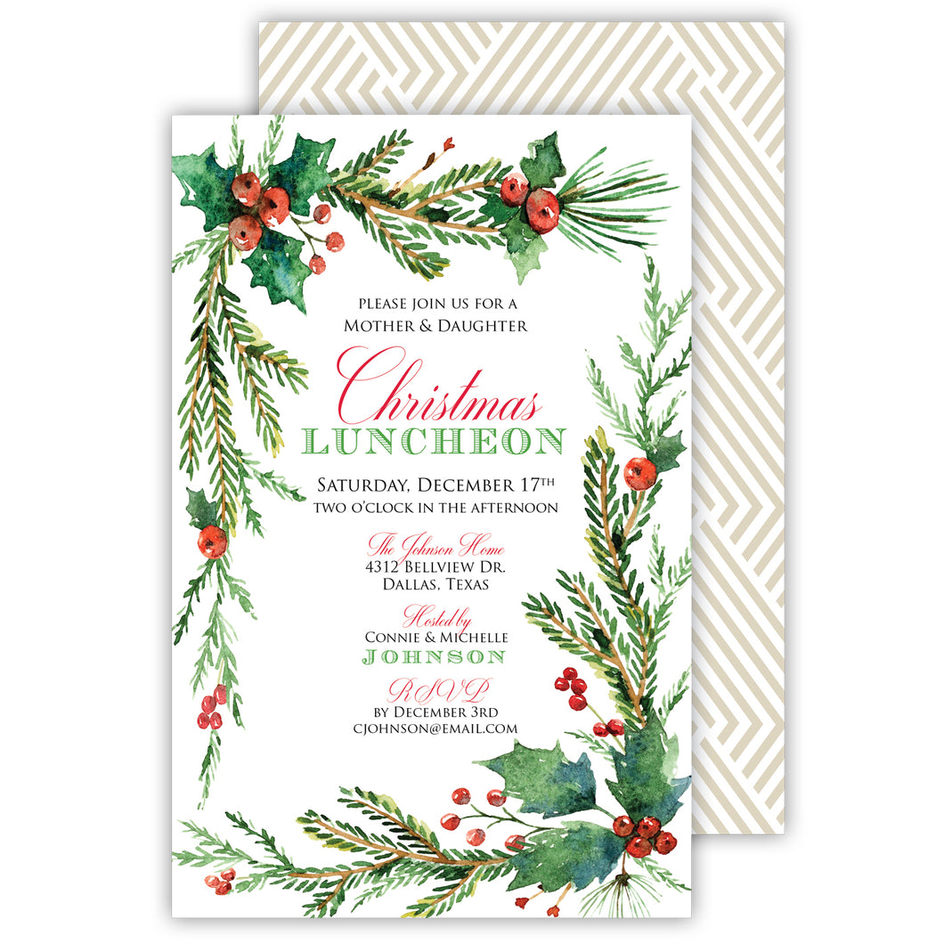 Mistletoe Large Flat Invitation