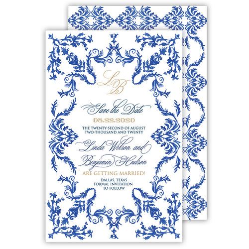 Blue Design Large Flat Invitation