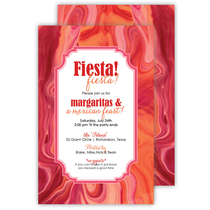 Orange and Red Marble Large Die-Cut Invitation