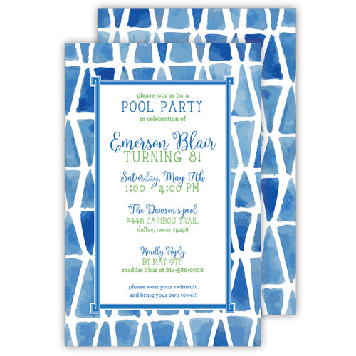Blue and White Design Large Flat Invitation