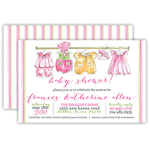 Handpainted Girls Clothesline Large Flat Invitation