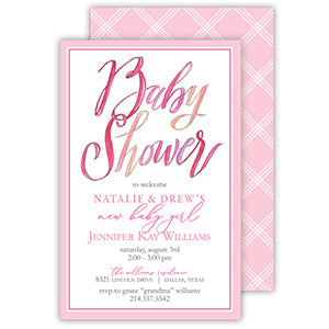 Baby Shower Pink Large Flat Invitation