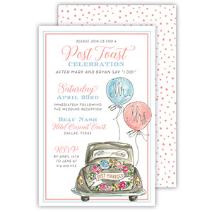 Just Married Car with Balloons Large Flat Invitation