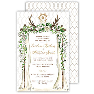 Handpainted Antlers with Flowers Large Flat Invitation