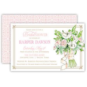 Handpainted Bridal Bouquet Large Flat Invitation