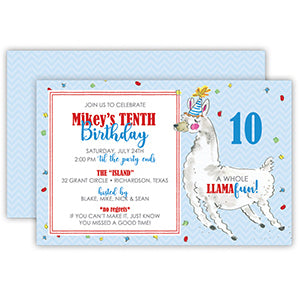 Birthday Llama Large Flat Invitation