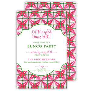 Handpainted Tiles Pink and Green Large Flat Invitation