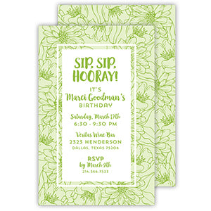 Abstract Florals Lime Large Flat Invitation