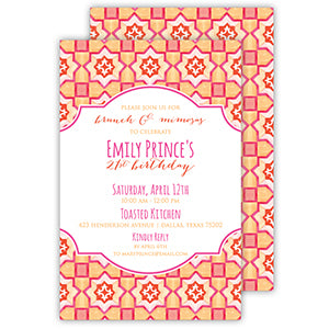 Handpainted Tiles Tangerine and Pink Large Flat Invitation
