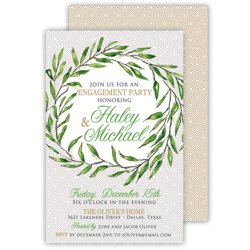 Large Green Wreath Large Flat Invitation