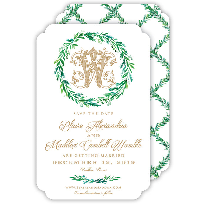 Wedding Greenery Laurel Large Die-Cut Invitation