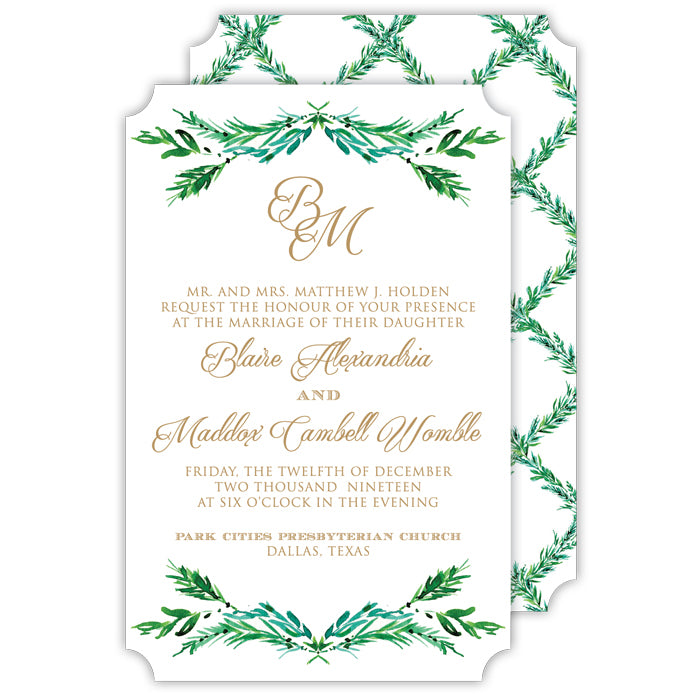 Wedding Greenery Wreath Large Die-Cut Invitation