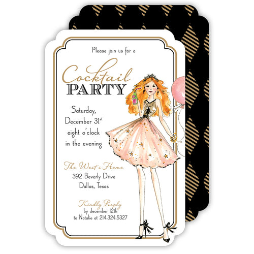 Party Girl Large Die-Cut Invitation