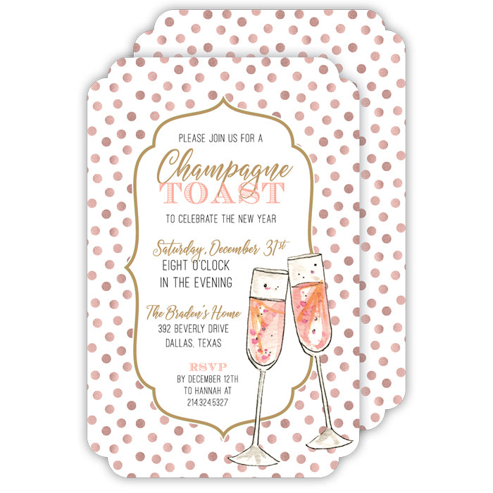 Champagne Glasses Large Die-Cut Invitation