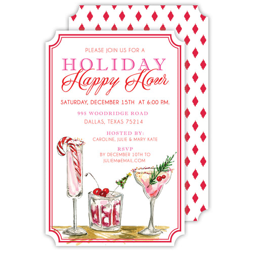 Holiday Cocktails Large Die-Cut Invitation