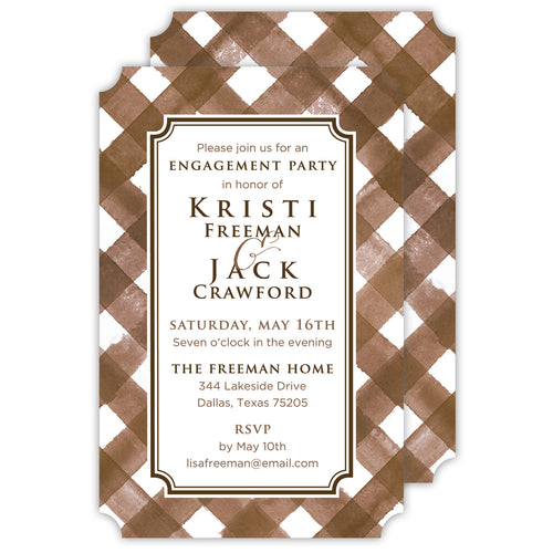 Brown Buffalo Check Large Die-Cut Invitation