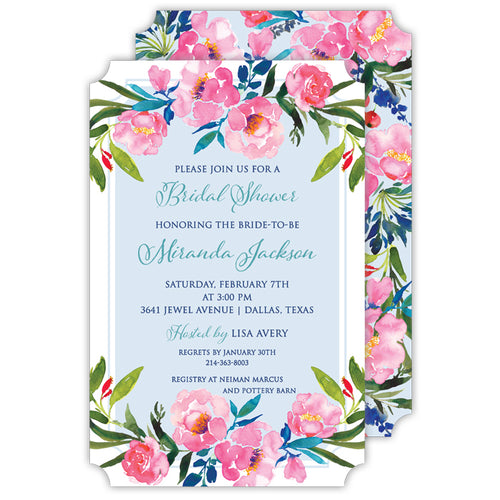 Pink Floral Large Die-Cut Invitaion