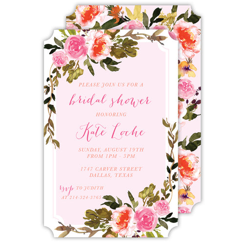 Pink Floral Large Die-Cut Invitation