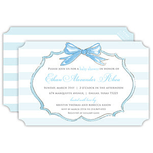 Blue and White Bow Frame Large Die-Cut Invitation